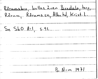 Bild på arkivkortet för arkivposten Rörumsbro, kallas Brodala