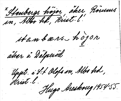 Bild på arkivkortet för arkivposten *Stenbergs höjor