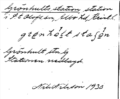 Bild på arkivkortet för arkivposten Grönhults station