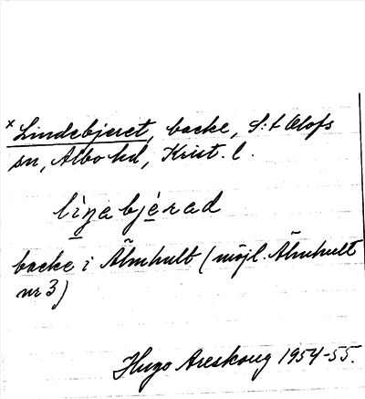 Bild på arkivkortet för arkivposten *Lindebjeret