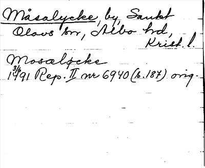 Bild på arkivkortet för arkivposten Måsalycke