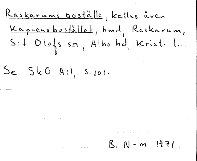 Bild på arkivkortet för arkivposten Raskarums boställe, Kaptensbostället