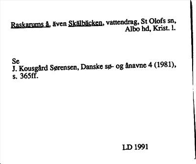 Bild på arkivkortet för arkivposten Raskarums å, även Skälbäcken