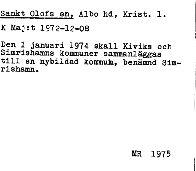 Bild på arkivkortet för arkivposten Sankt Olofs sn