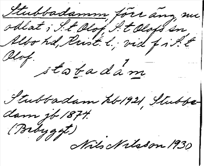 Bild på arkivkortet för arkivposten Stubbadamm