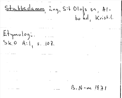 Bild på arkivkortet för arkivposten Stubbedamm