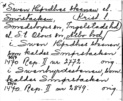 Bild på arkivkortet för arkivposten *Swen Hørdhes steenen, el. Smörstacken