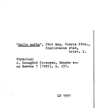 Bild på arkivkortet för arkivposten »Aalle pudtz»