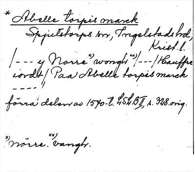 Bild på arkivkortet för arkivposten *Abelle torpis marck