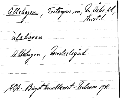 Bild på arkivkortet för arkivposten Allehagen