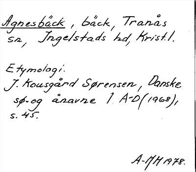Bild på arkivkortet för arkivposten Agnesbäck