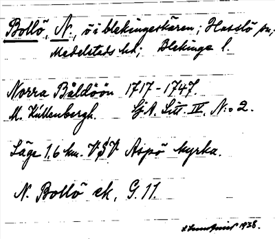 Bild på arkivkortet för arkivposten Bollö, N.