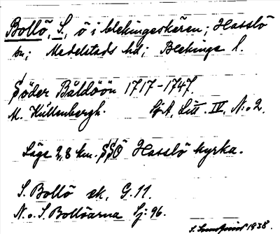 Bild på arkivkortet för arkivposten Bollö, S.