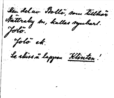 Bild på baksidan av arkivkortet för arkivposten Bollö