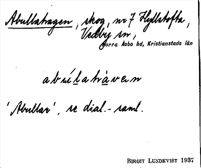 Bild på arkivkortet för arkivposten Abullahagen
