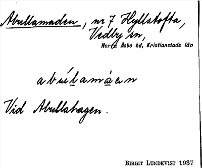 Bild på arkivkortet för arkivposten Abullamaden