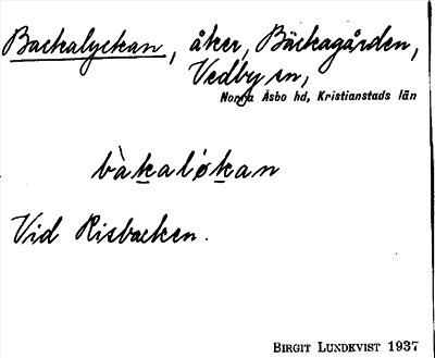 Bild på arkivkortet för arkivposten Backalyckan