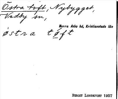 Bild på arkivkortet för arkivposten Östra toft