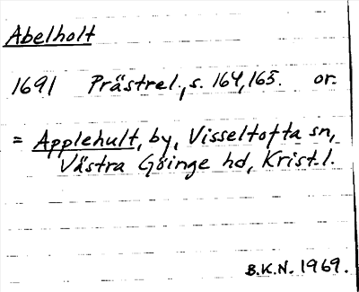Bild på arkivkortet för arkivposten Abelholt = Applehult