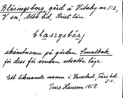 Bild på arkivkortet för arkivposten Blåsingsborg