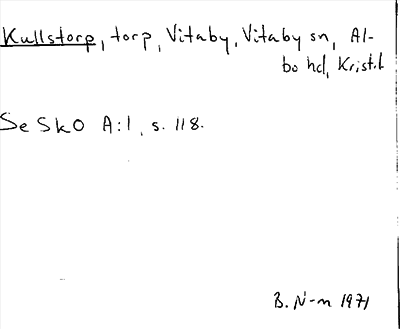 Bild på arkivkortet för arkivposten Kullstorp