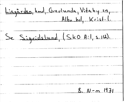 Bild på arkivkortet för arkivposten Liagården, se Sigridslund