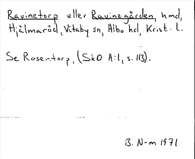 Bild på arkivkortet för arkivposten Ravinetorp eller Ravinegården, se Rosentorp