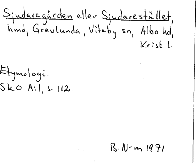 Bild på arkivkortet för arkivposten Sjudaregården eller Sjudarestället