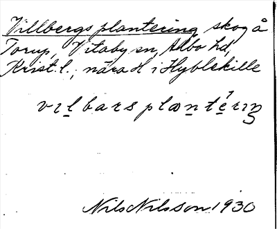 Bild på arkivkortet för arkivposten Villbergs plantering