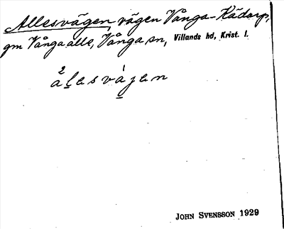 Bild på arkivkortet för arkivposten Allesvägen