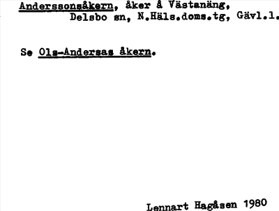 Bild på arkivkortet för arkivposten Anderssonsåkern