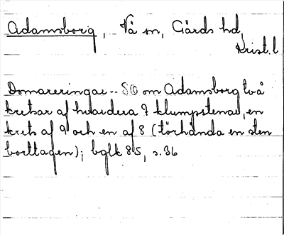 Bild på arkivkortet för arkivposten Adamsborg