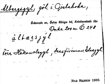 Bild på arkivkortet för arkivposten Albergsgyl