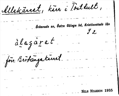 Bild på arkivkortet för arkivposten Allekärret