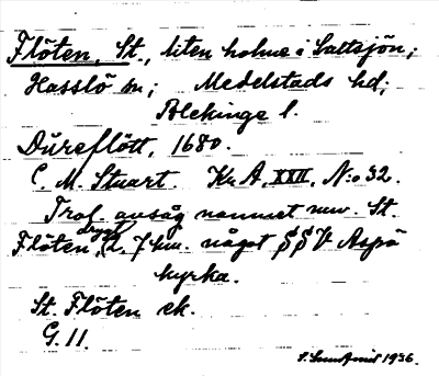 Bild på arkivkortet för arkivposten Flöten, St.