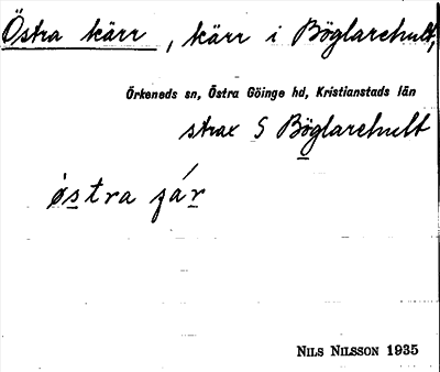 Bild på arkivkortet för arkivposten Östra kärr