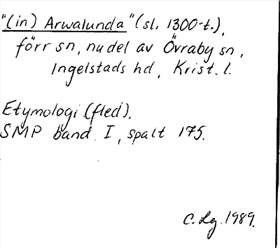 Bild på arkivkortet för arkivposten »Arwalunda»