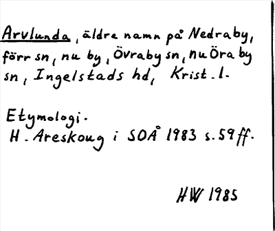 Bild på arkivkortet för arkivposten Arvlunda