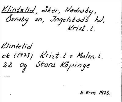 Bild på arkivkortet för arkivposten Klintelid