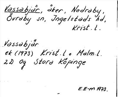 Bild på arkivkortet för arkivposten Vassabjär
