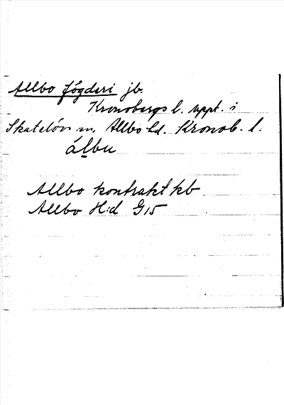 Bild på arkivkortet för arkivposten Allbo fögderi