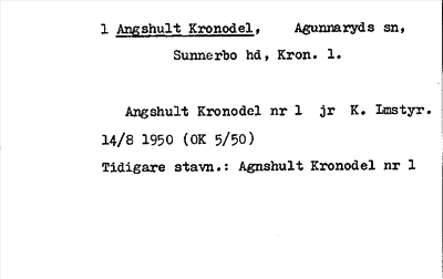 Bild på arkivkortet för arkivposten Angshult Kronodel