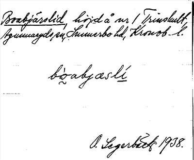 Bild på arkivkortet för arkivposten Boabjärslid