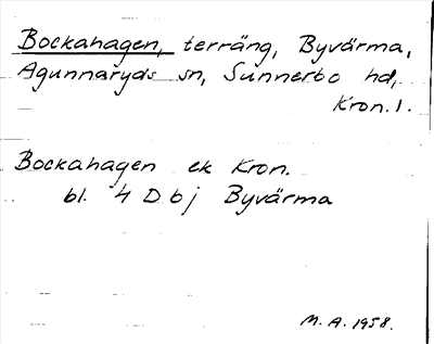 Bild på arkivkortet för arkivposten Bockahagen
