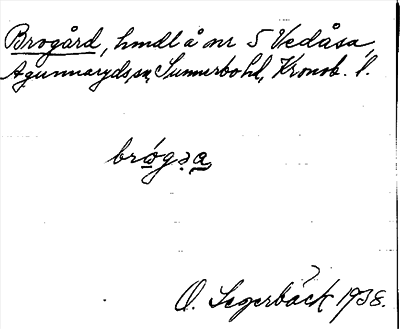 Bild på arkivkortet för arkivposten Brogård