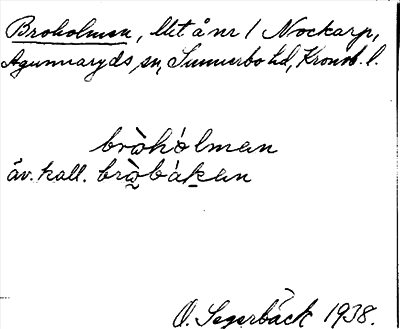 Bild på arkivkortet för arkivposten Broholmen