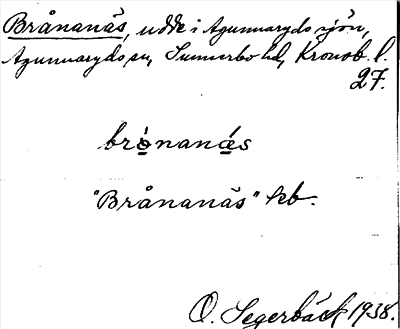 Bild på arkivkortet för arkivposten Brånanäs