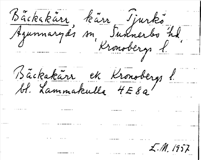 Bild på arkivkortet för arkivposten Bäckakärr