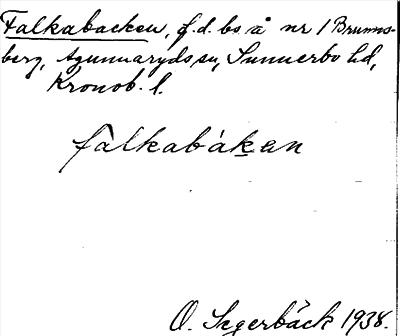 Bild på arkivkortet för arkivposten Falkabacken