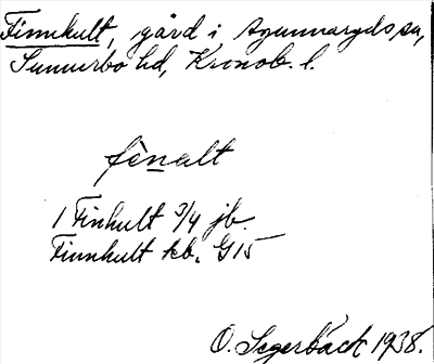 Bild på arkivkortet för arkivposten Finnhult